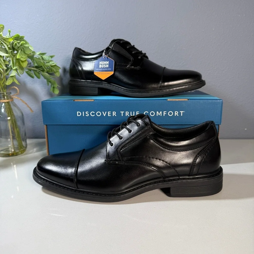 Nunn Bush Cap Toe‎ Oxford Mens Black Lace Up Dress Shoes Size 13